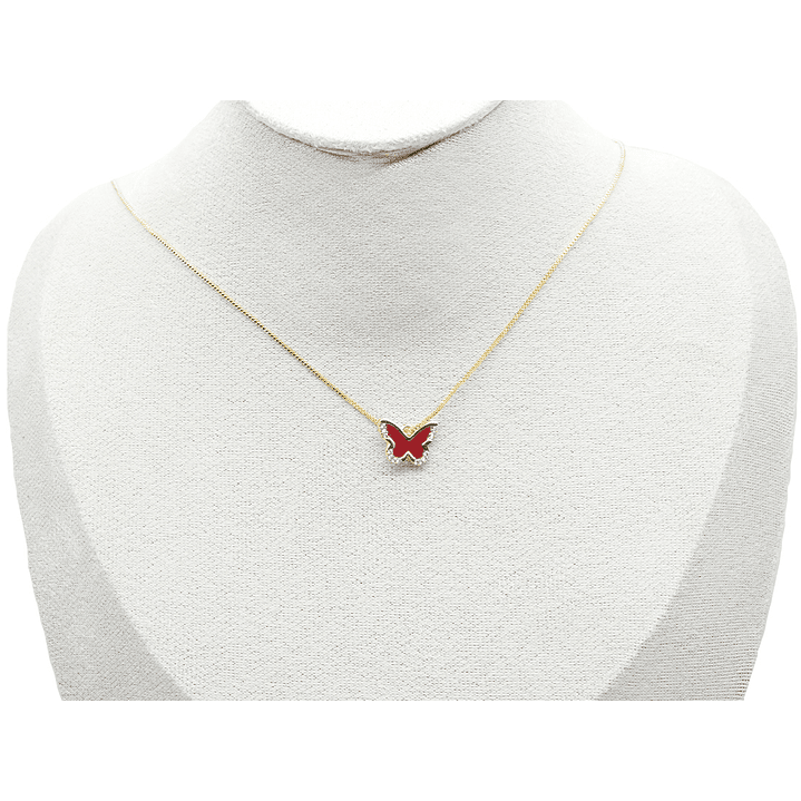 RODIO DORADO DIJE MARIPOSA ROJO ZIRCON 14*10MM 2