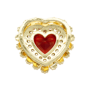 RODIO DORADO DIJE  CORAZON ROJO ZIRCON 17*17MM