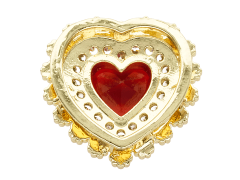 RODIO DORADO DIJE  CORAZON ROJO ZIRCON 17*17MM