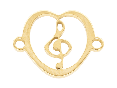 ACERO DORADO CENTRO CORAZON NOTA SOL 15*11MM