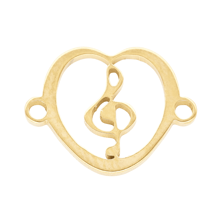 ACERO DORADO CENTRO CORAZON NOTA SOL 15*11MM 1