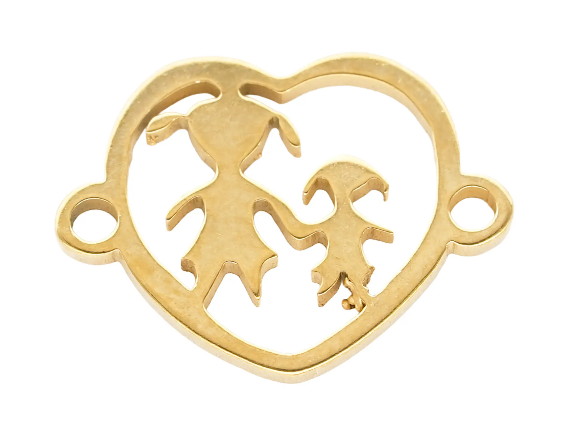 ACERO DORADO CENTRO CORAZON MAMA HIJA 15*11MM 1