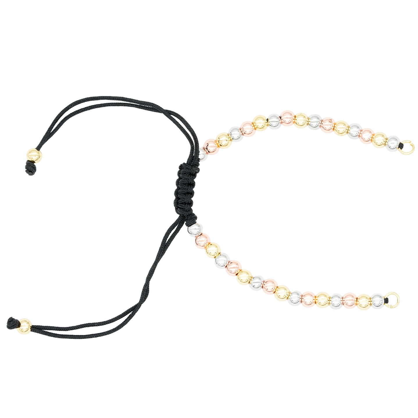 RODIO DORADO PULSERA HILO NEGRO BALIN DORADO,PLATEADO,ROSADO 4MM 1