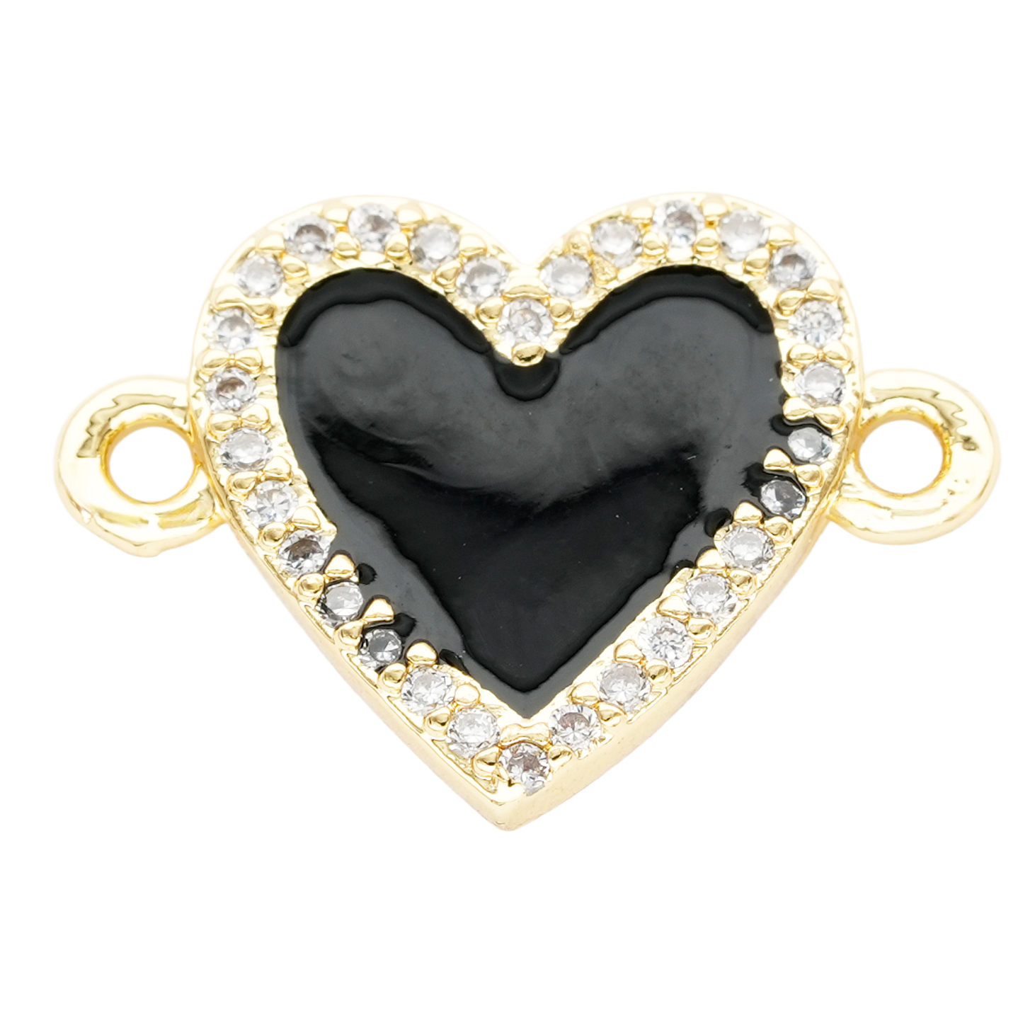 RODIO DORADO CENTRO CORAZON NEGRO ZIRCON 16*12MM 1