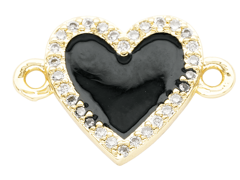 RODIO DORADO CENTRO CORAZON NEGRO ZIRCON 16*12MM