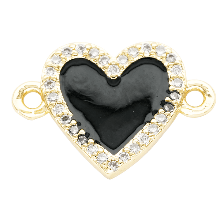 RODIO DORADO CENTRO CORAZON NEGRO ZIRCON 16*12MM 1