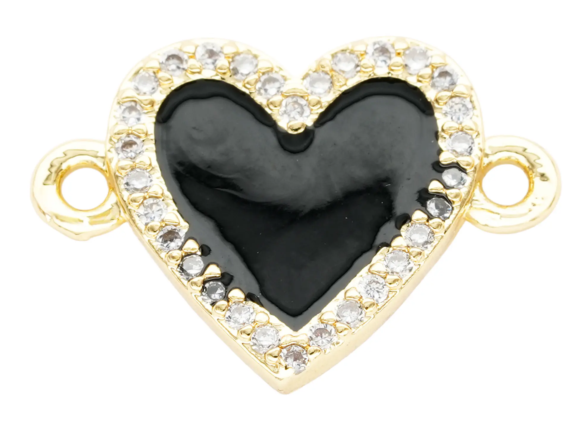 RODIO DORADO CENTRO CORAZON NEGRO ZIRCON 16*12MM 1