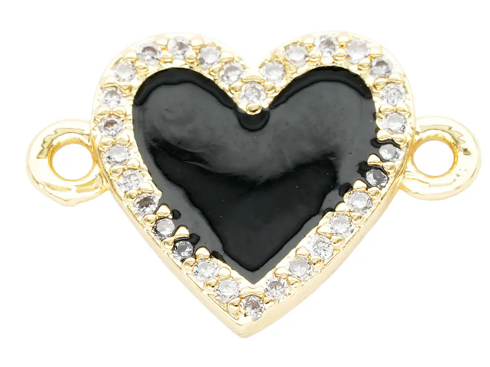 RODIO DORADO CENTRO CORAZON NEGRO ZIRCON 16*12MM 1