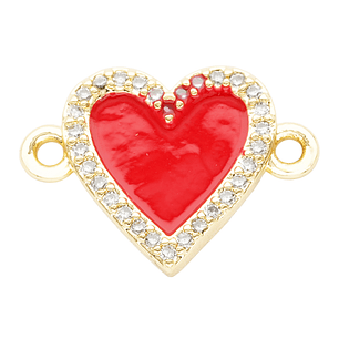 RODIO DORADO CENTRO CORAZON ROJO ZIRCON 16*12MM