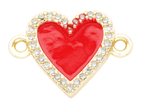 RODIO DORADO CENTRO CORAZON ROJO ZIRCON 16*12MM