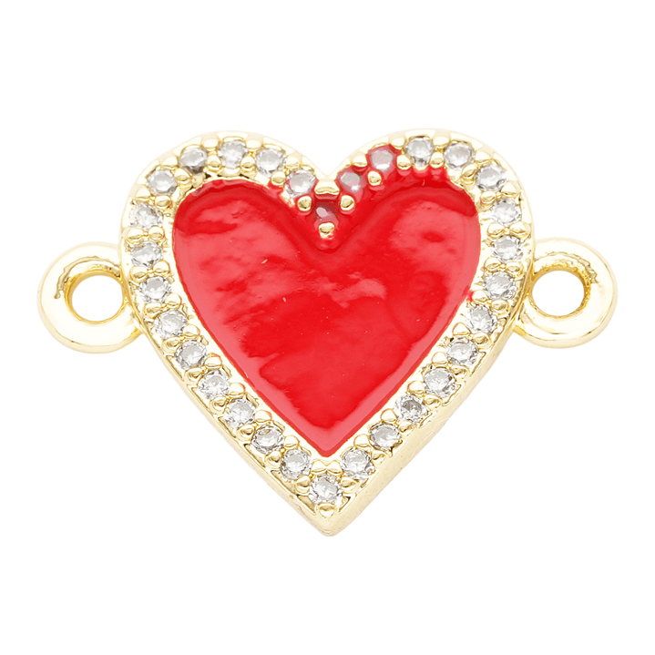 RODIO DORADO CENTRO CORAZON ROJO ZIRCON 16*12MM 1