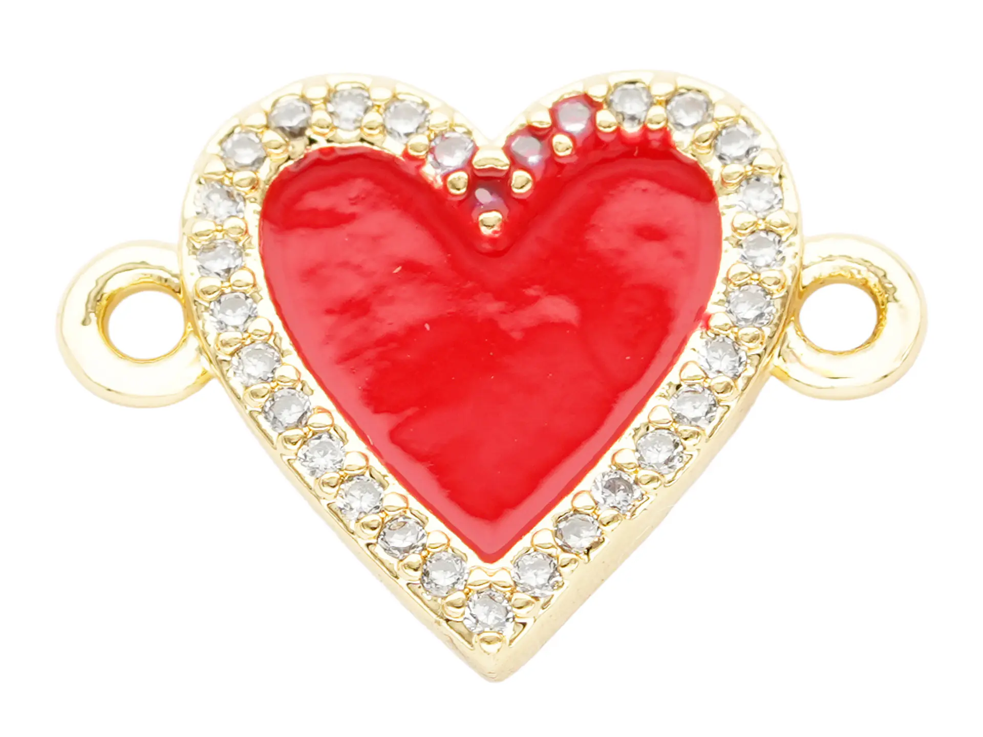 RODIO DORADO CENTRO CORAZON ROJO ZIRCON 16*12MM 1