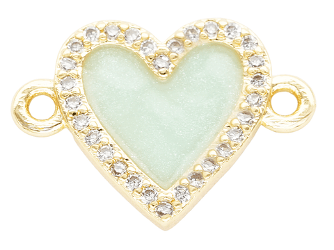 RODIO DORADO CENTRO CORAZON VERDE MENTA ZIRCON 16*12MM