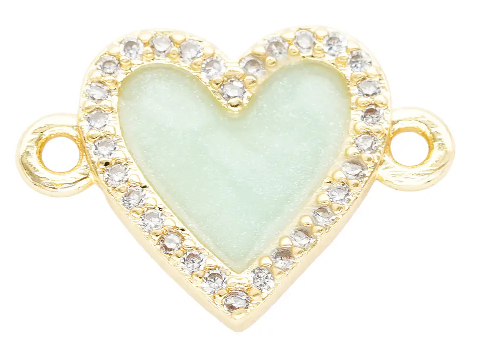 RODIO DORADO CENTRO CORAZON VERDE MENTA ZIRCON 16*12MM 1