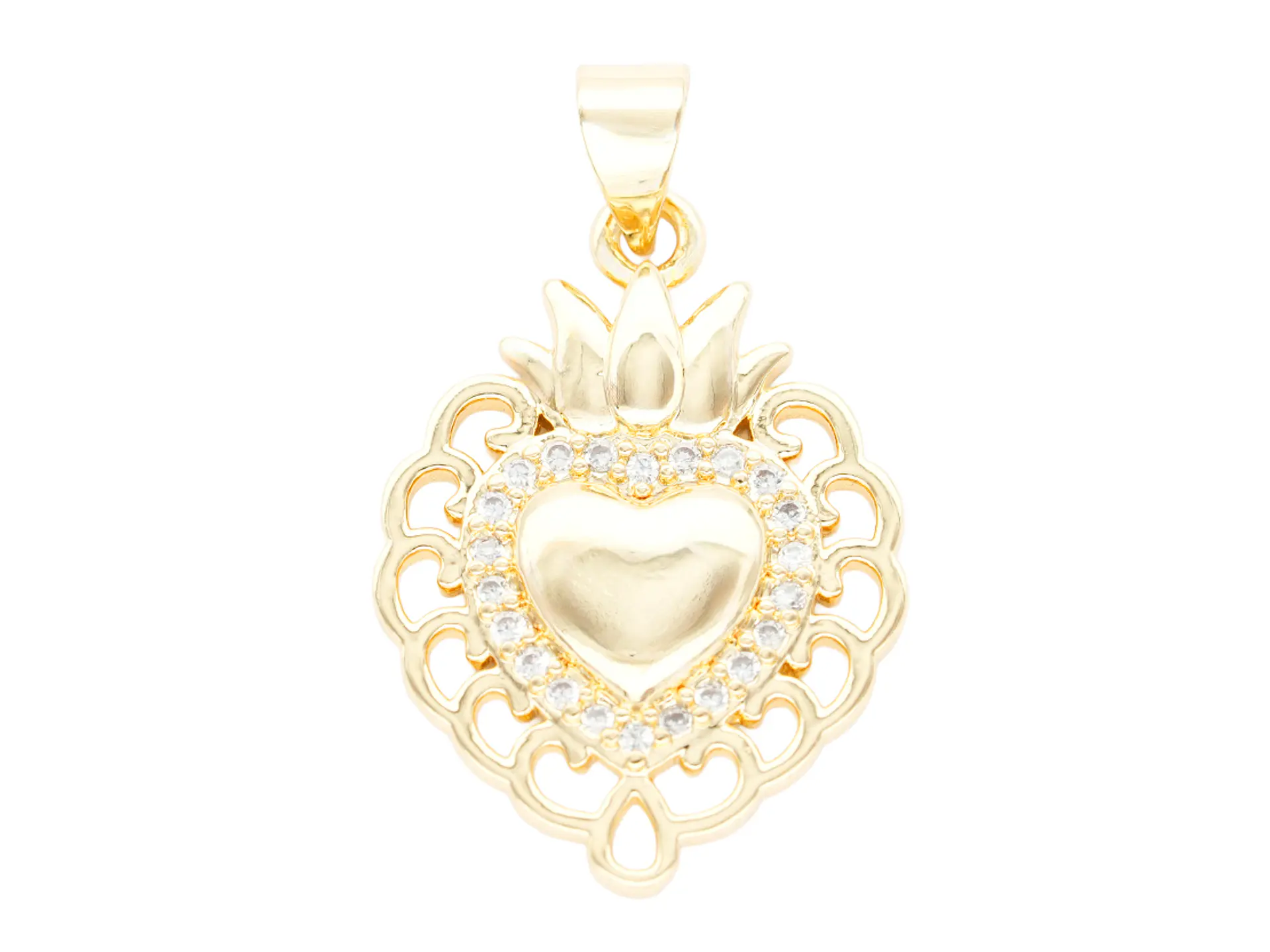 RODIO DORADO DIJE SAGRADO CORAZON RECAMAR ZIRCON 17*23MM 1