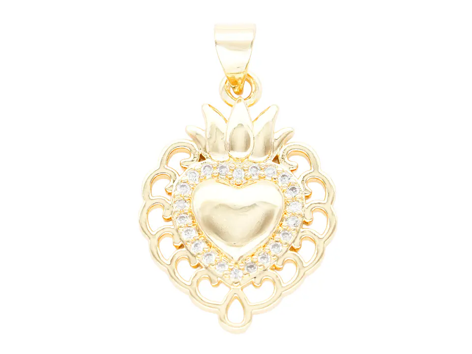 RODIO DORADO DIJE SAGRADO CORAZON RECAMAR ZIRCON 17*23MM 1