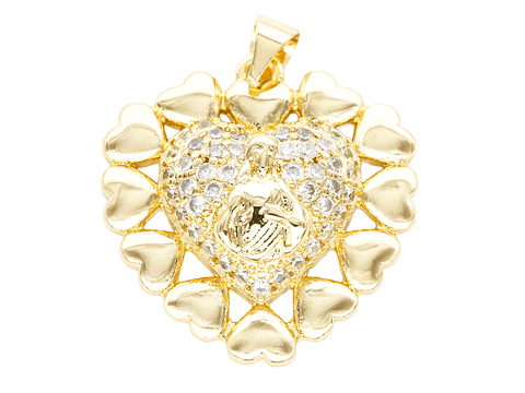 RODIO DORADO DIJE SAGRADO CORAZON JESUS ZIRCON 23*24MM