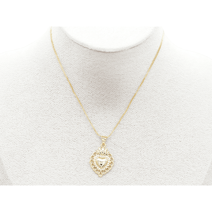 RODIO DORADO DIJE SAGRADO CORAZON RECAMAR ZIRCON 17*23MM 2