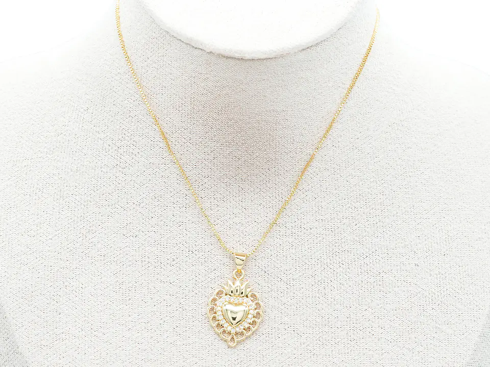 RODIO DORADO DIJE SAGRADO CORAZON RECAMAR ZIRCON 17*23MM 2