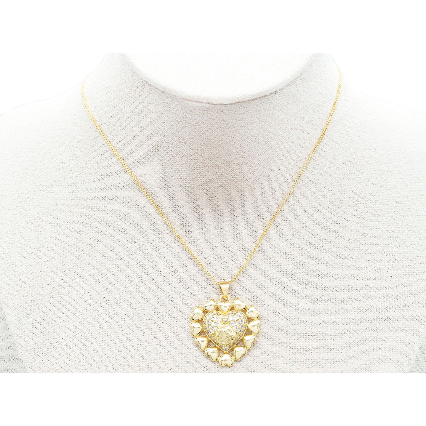 RODIO DORADO DIJE SAGRADO CORAZON JESUS ZIRCON 23*24MM 2