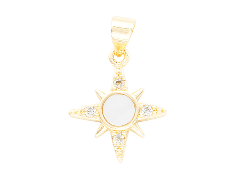 RODIO DORADO DIJE ESTRELLA NACAR ZIRCON 15*18MM