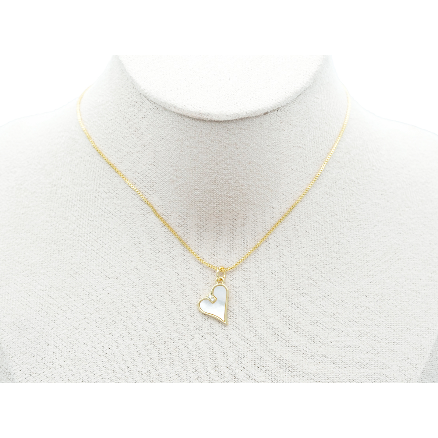 RODIO DORADO DIJE CORAZON NACAR ZIRCON 12*12MM 2