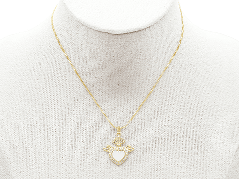 RODIO DORADO DIJE SAGRADO CORAZON ALAS NACAR ZIRCON 19*20MM