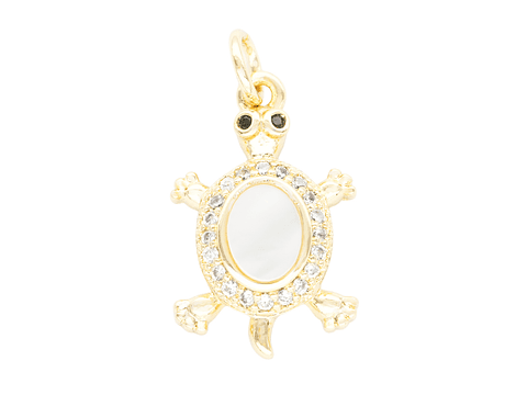RODIO DORADO DIJE TORTUGA NACAR ZIRCON 12*18MM