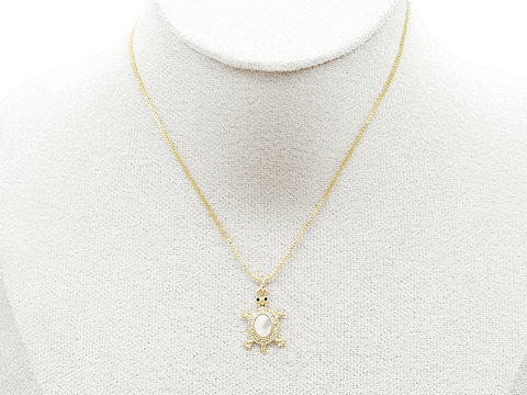 RODIO DORADO DIJE TORTUGA NACAR ZIRCON 12*18MM