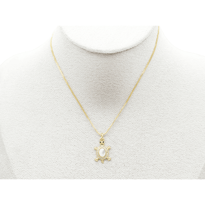 RODIO DORADO DIJE TORTUGA NACAR ZIRCON 12*18MM 2