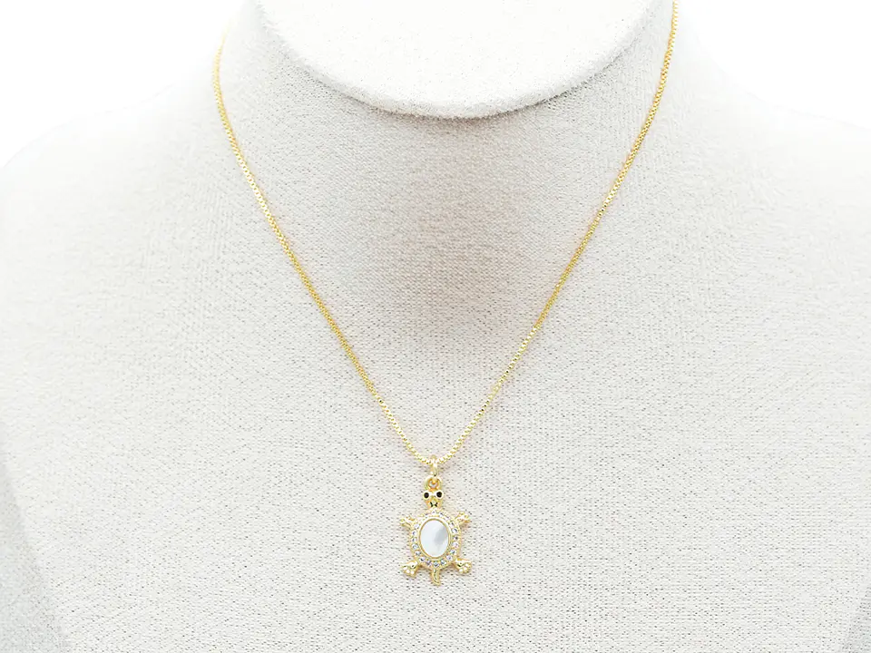 RODIO DORADO DIJE TORTUGA NACAR ZIRCON 12*18MM 2