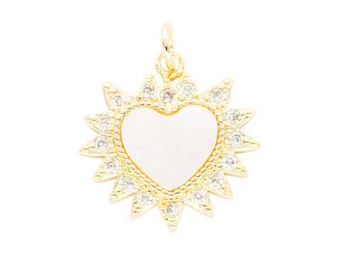 RODIO DORADO DIJE CORAZON NACAR ZIRCON 17*18MM