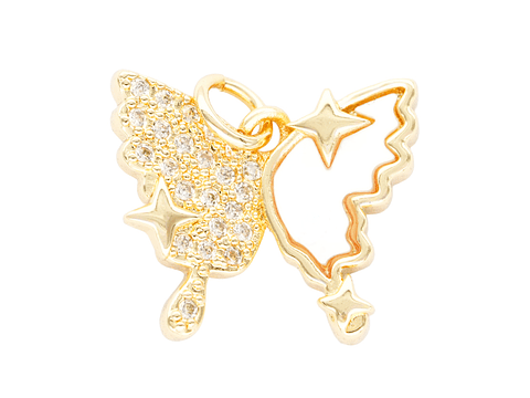 RODIO DORADO DIJE MARIPOSA NACAR ZIRCON 16*14MM