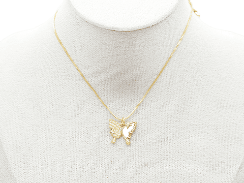 RODIO DORADO DIJE MARIPOSA NACAR ZIRCON 16*14MM