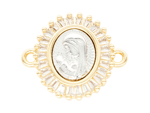 RODIO DORADO CENTRO PLATEADO NIÑA MARIA ZIRCON 17*19MM