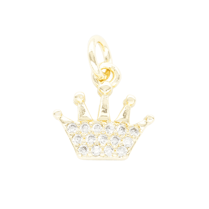 RODIO DORADO DIJE CORONA ZIRCON 10*10MM 1