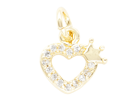 RODIO DORADO DIJE CORAZON CORONA ZIRCON 9*10MM