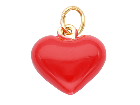 RODIO DORADO DIJE CORAZON ROJO 12*13MM