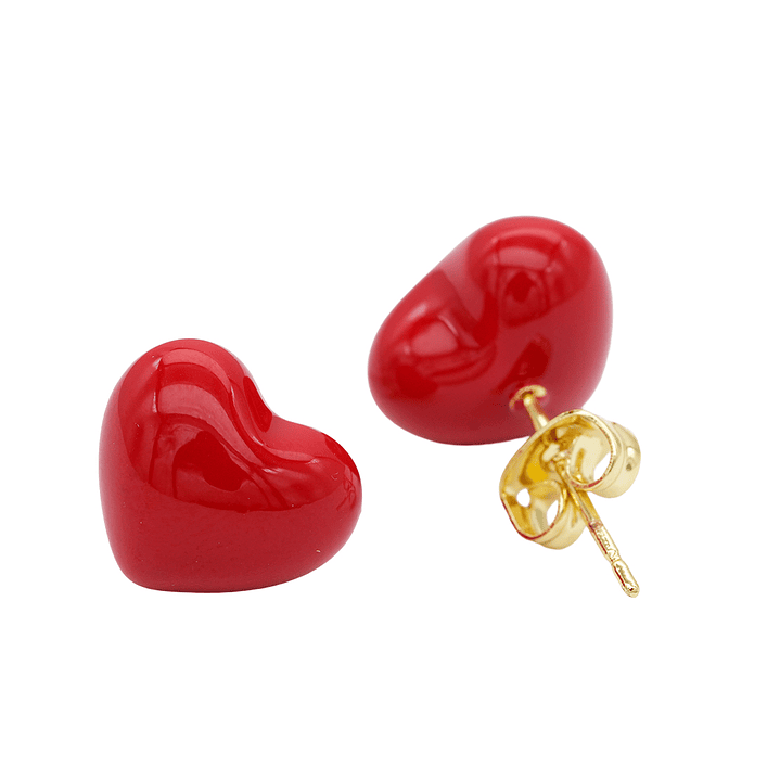 RODIO DORADO TOPO CORAZON ROJO 12*10MM 1