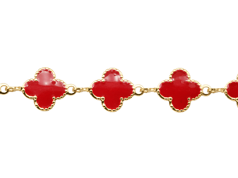 ACERO DORADO CADENA VAN CLEEF ROJO 11MM