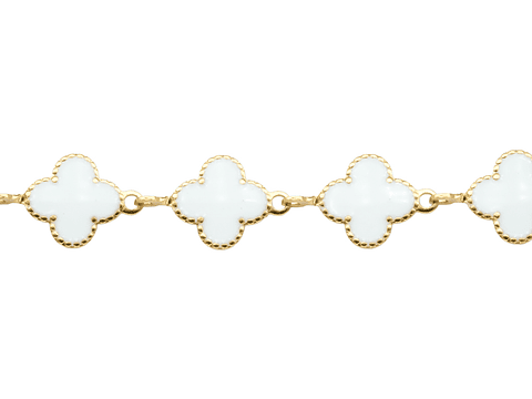 ACERO DORADO CADENA VAN CLEEF BLANCO # 11MM