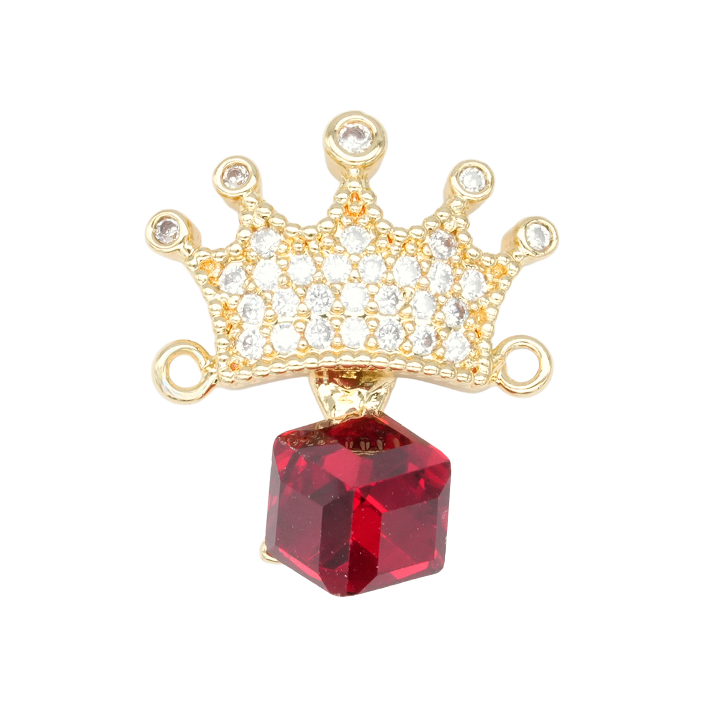 RODIO DORADO CENTRO CORONA CUBO ROJO ZIRCON 17*21MM 1