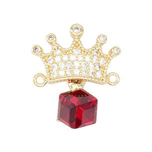 RODIO DORADO CENTRO CORONA CUBO ROJO ZIRCON 17*21MM