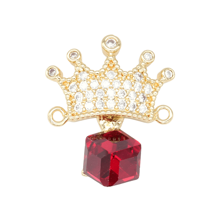 RODIO DORADO CENTRO CORONA CUBO ROJO ZIRCON 17*21MM 1