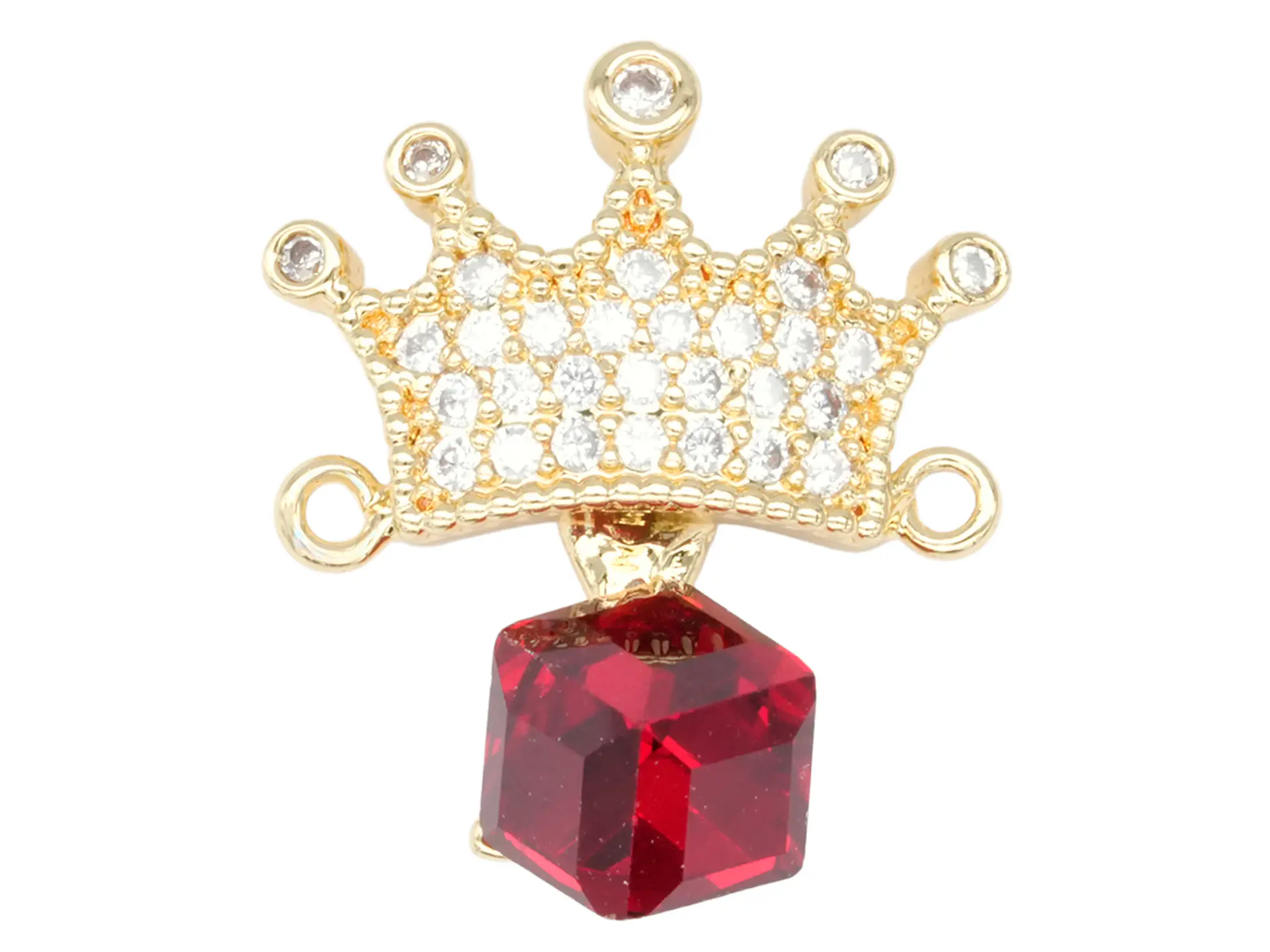 RODIO DORADO CENTRO CORONA CUBO ROJO ZIRCON 17*21MM 1