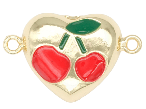 RODIO DORADO CENTRO CORAZON CEREZA 13MM