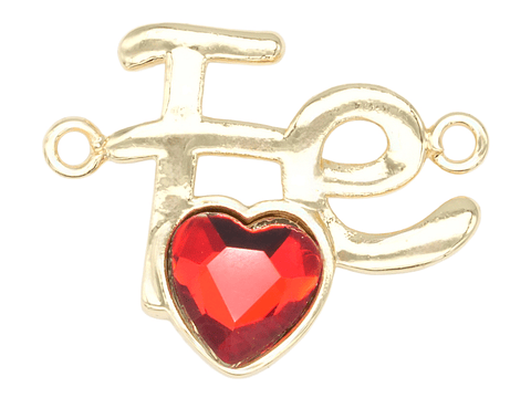 RODIO DORADO CENTRO FE CORAZON ROJO ZIRCON 15*15MM