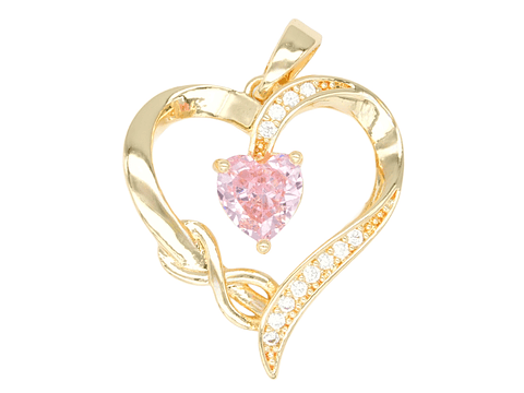 RODIO DORADO DIJE CORAZON INFINITO ZIRCON ROSADO 21*20MM