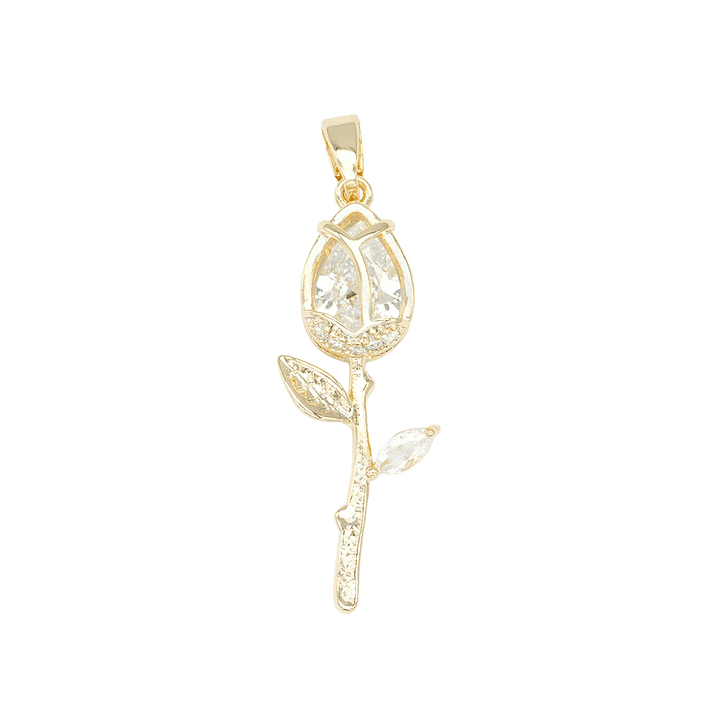 RODIO DORADO DIJE TULIPAN ZIRCON 30*10MM 1