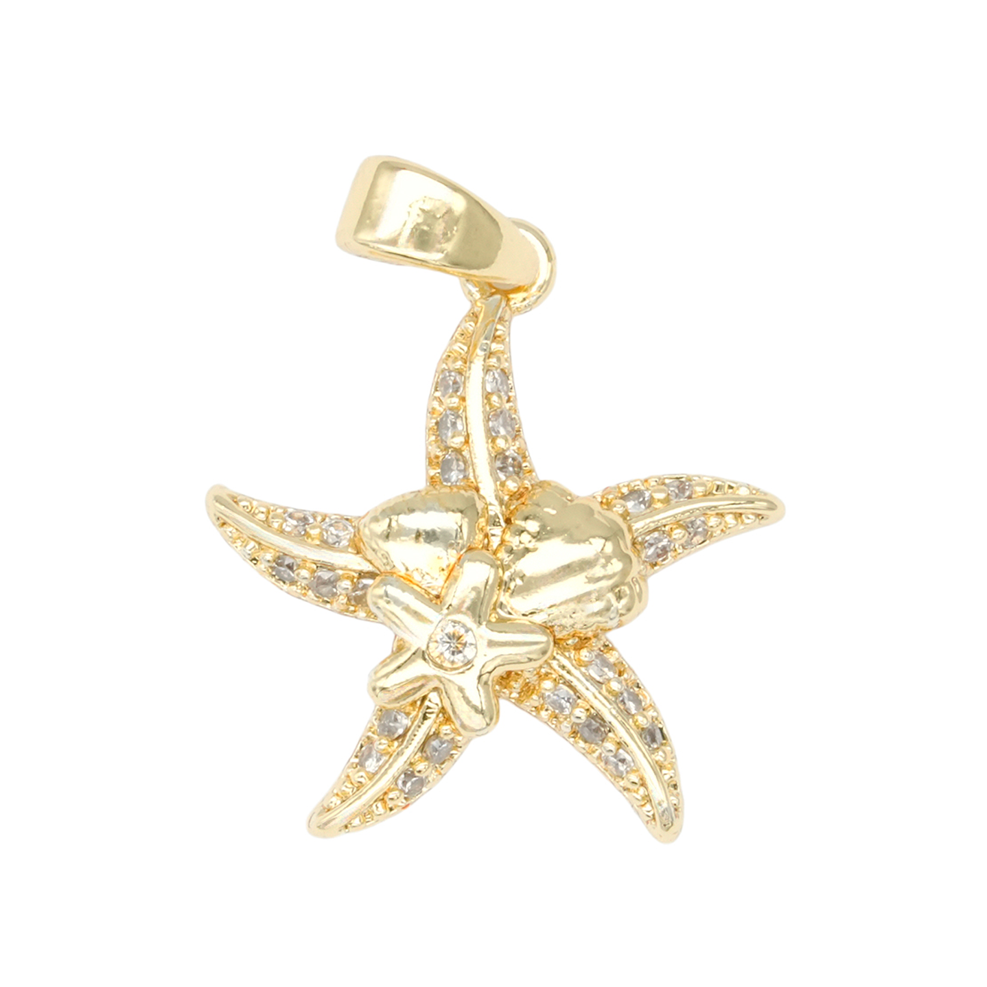 RODIO DORADO DIJE ESTRELLA DE MAR ZIRCON 18*16MM 1